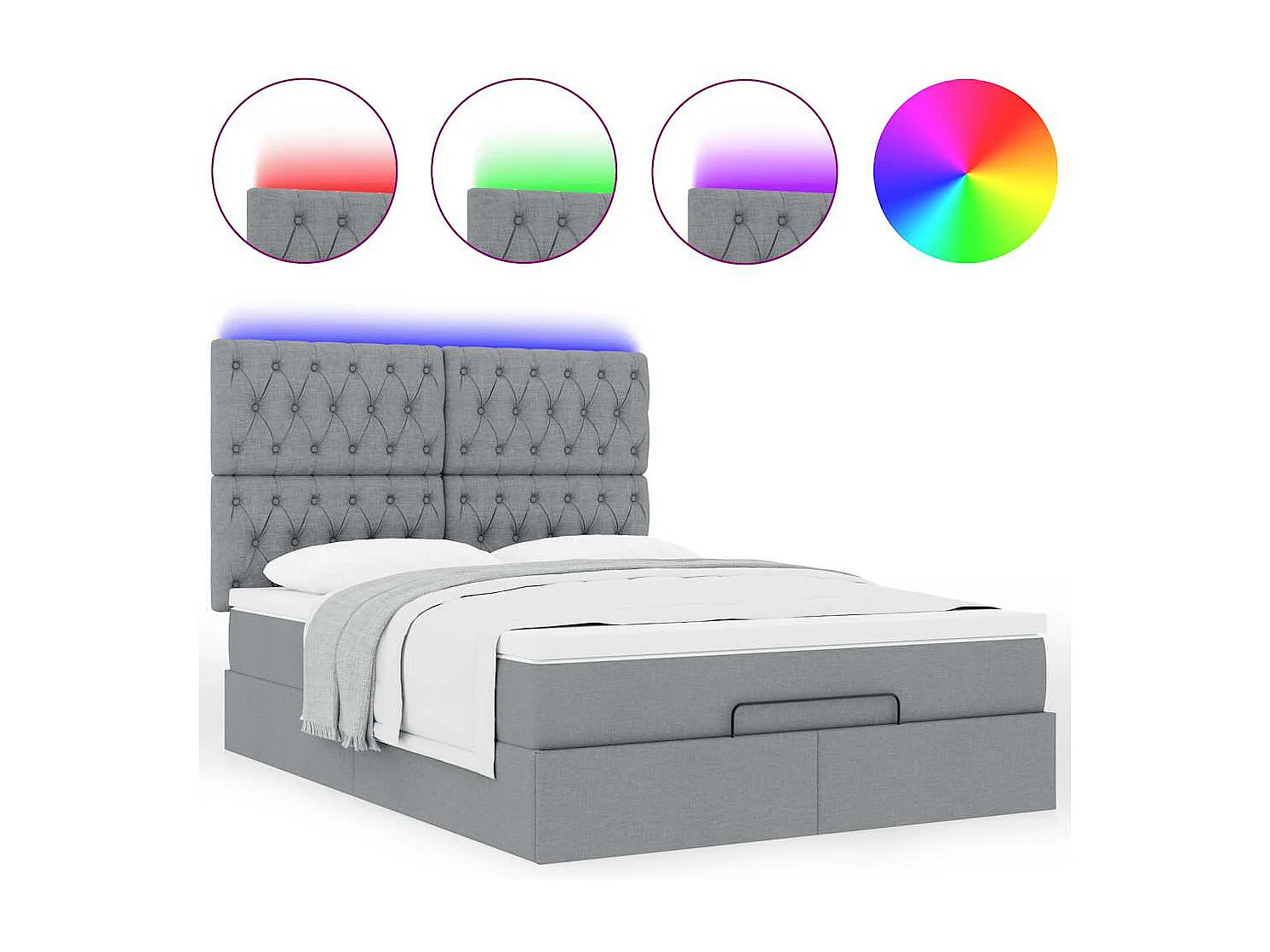 Estrutura de cama otomana com colchão 140x190 cm cinzento claro