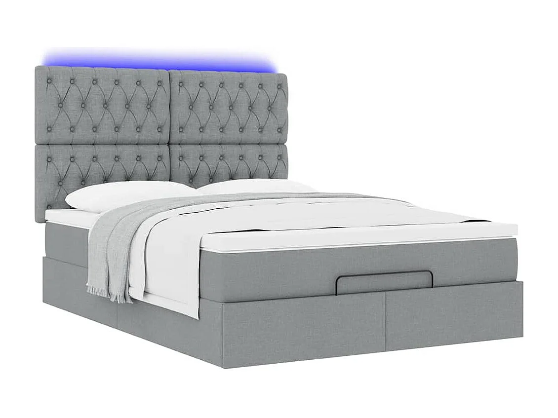 Estrutura de cama otomana com colchão 140x190 cm cinzento claro
