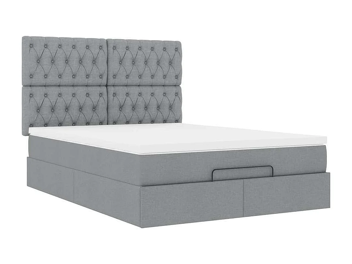 Estrutura de cama otomana com colchão 140x190 cm cinzento claro