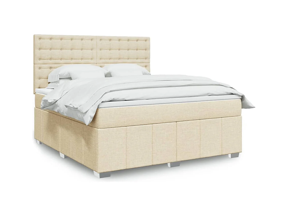 Sommier à lattes de lit avec matelas Crème 180x200 cm Tissu