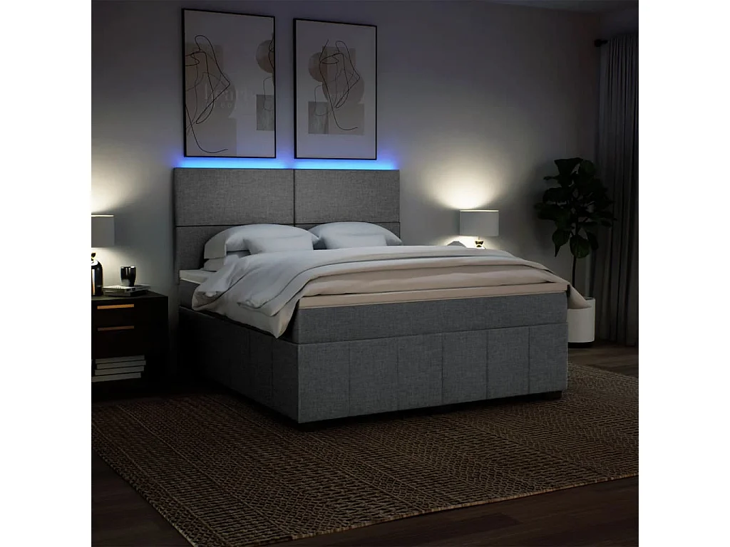 Boxspring met matras stof lichtgrijs 180x200 cm