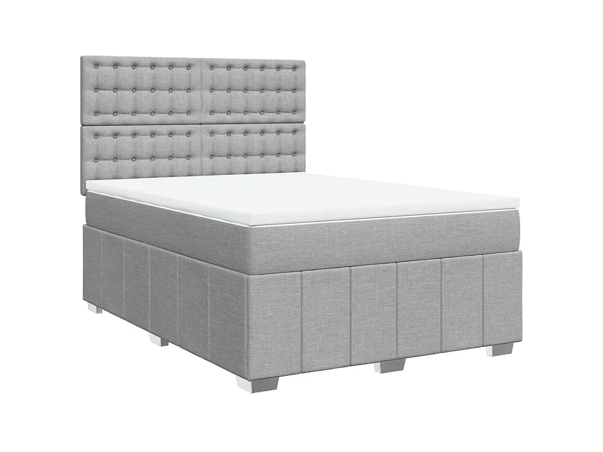 Sommier à lattes de lit avec matelas Gris clair 140x190cm Tissu