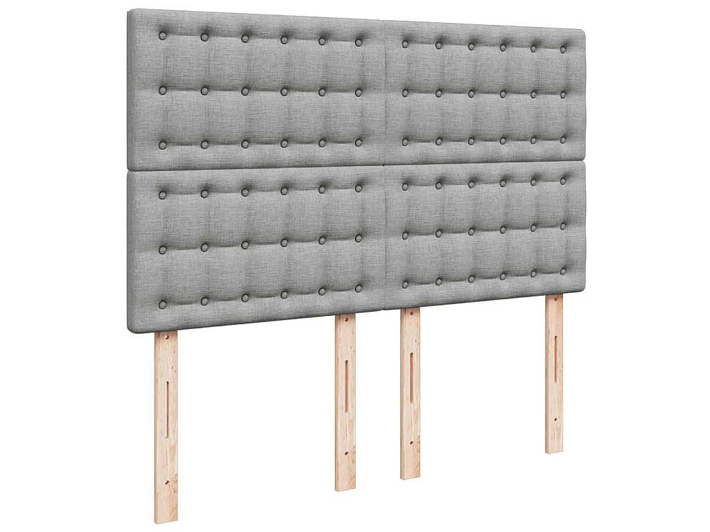 Cama box spring con colchón tela gris claro 140x190 cm