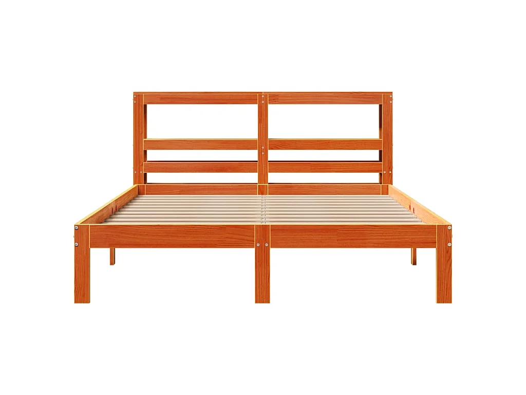 Cama sem colchão 140x190 cm pinho maciço castanho-mel