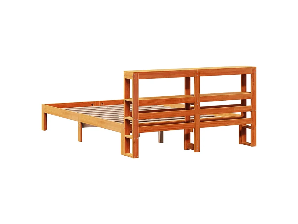 Cama sem colchão 140x190 cm pinho maciço castanho-mel