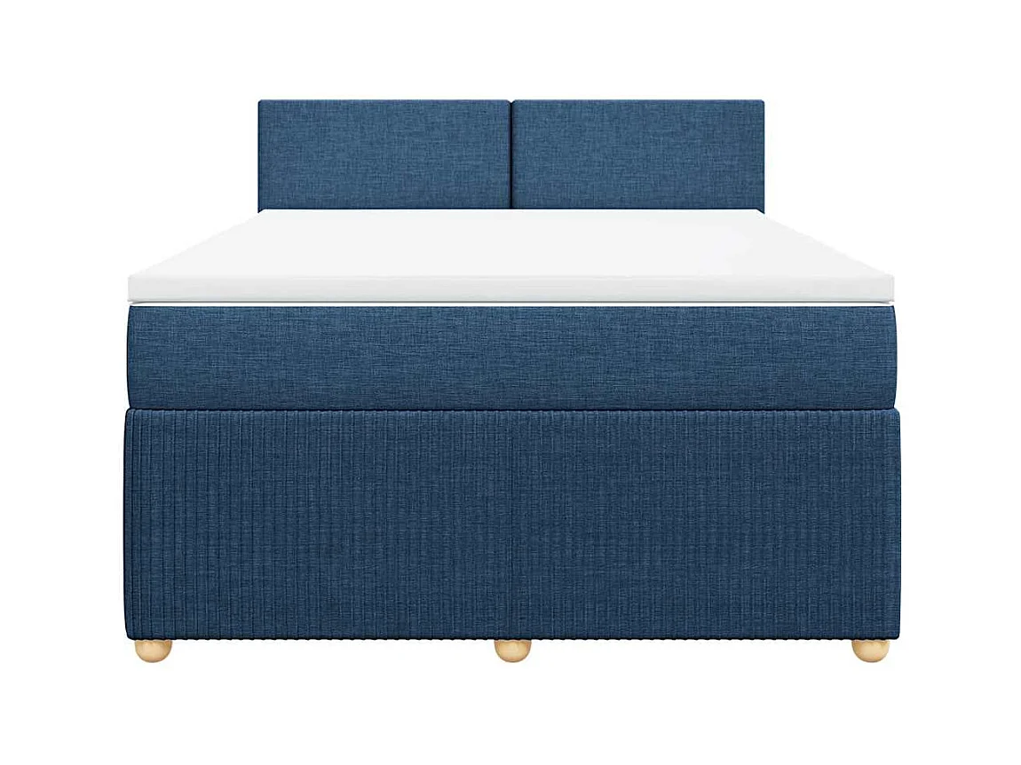 Sommier à lattes de lit avec matelas Bleu 160x200 cm Tissu