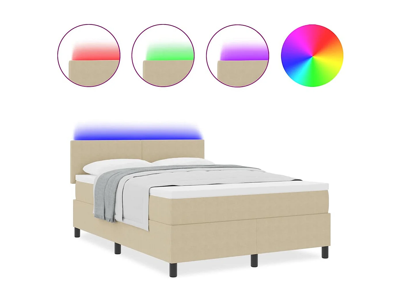 Lit à ressorts Manuel Gris clair et blanc 203 x 144 x 88 cm