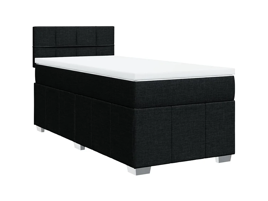 Sommier à lattes de lit avec matelas Noir 90x190 cm Tissu
