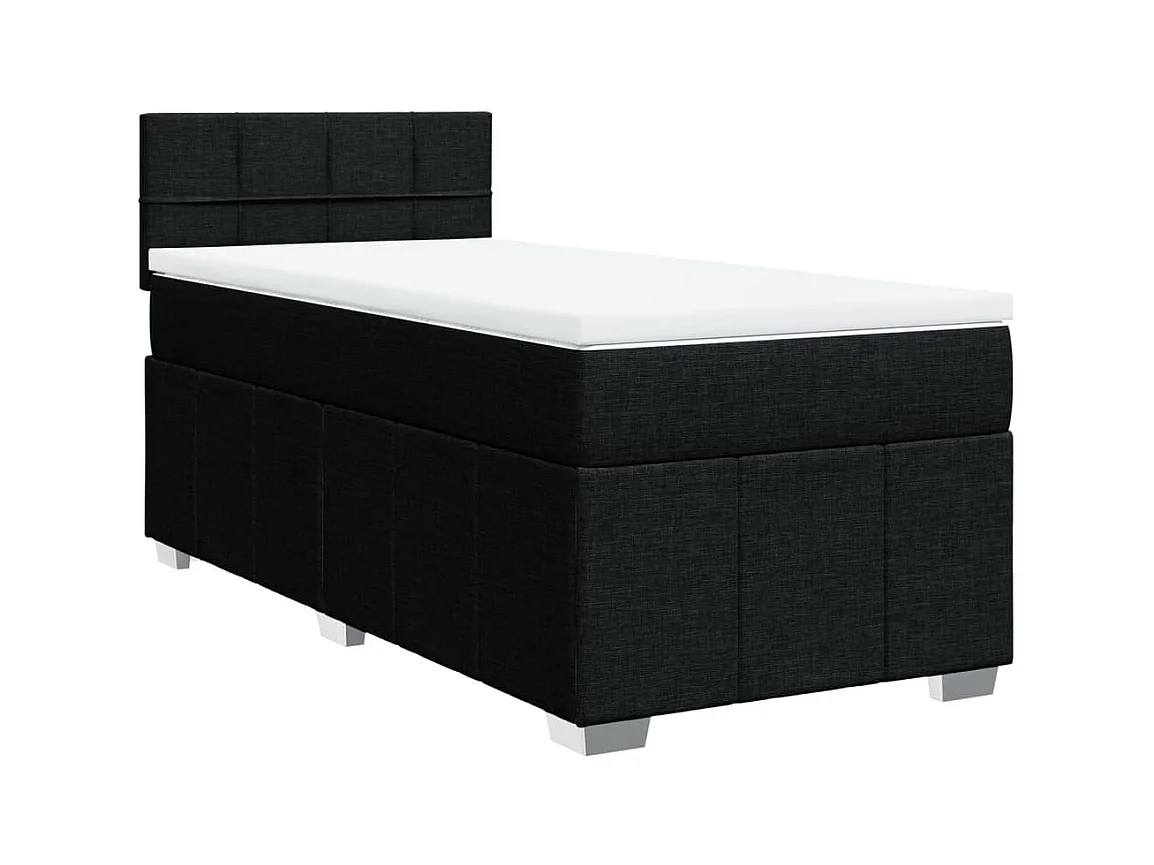 Sommier à lattes de lit avec matelas Noir 90x190 cm Tissu