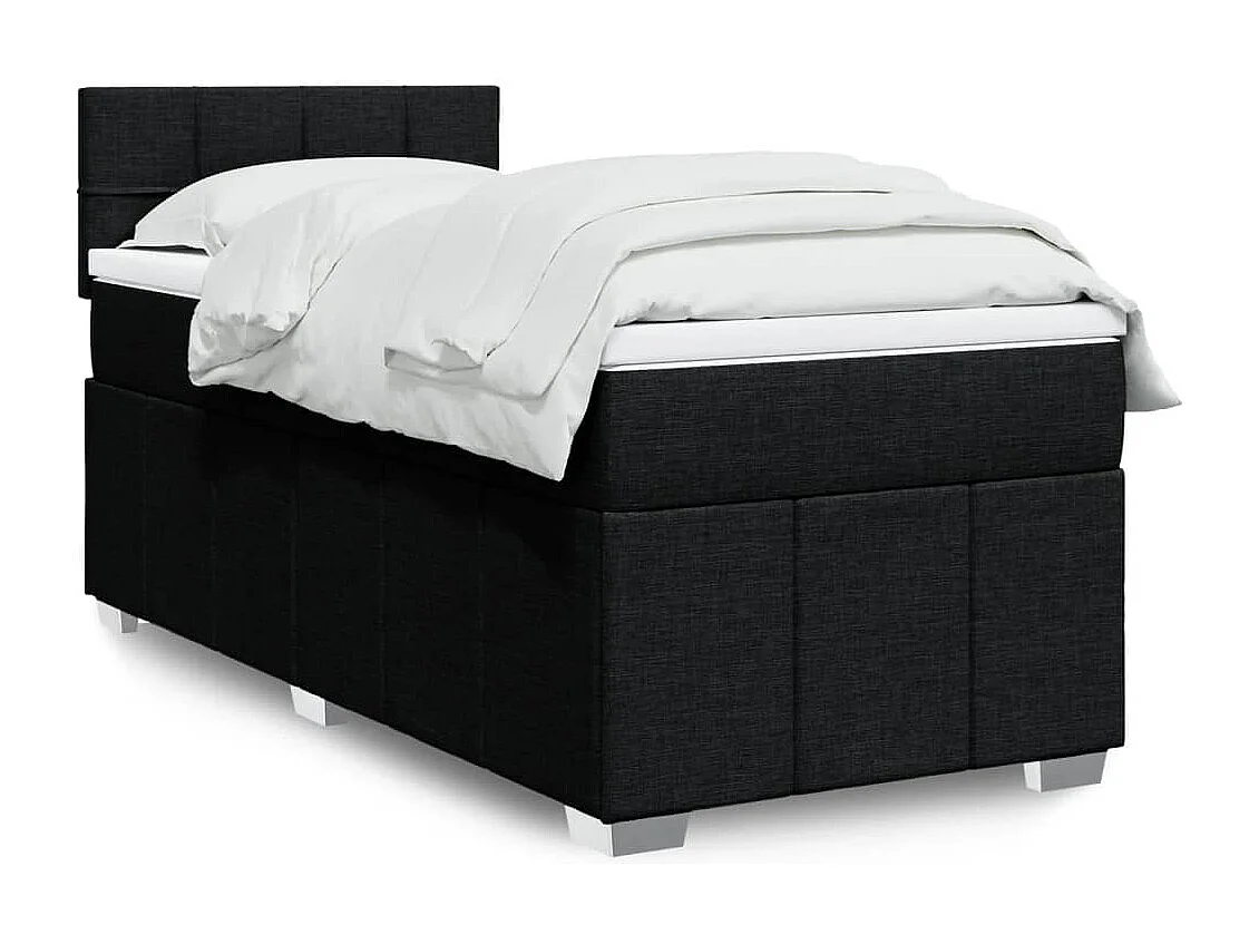 Giroletto a Molle con Materasso Nero 90x190 cm in Tessuto