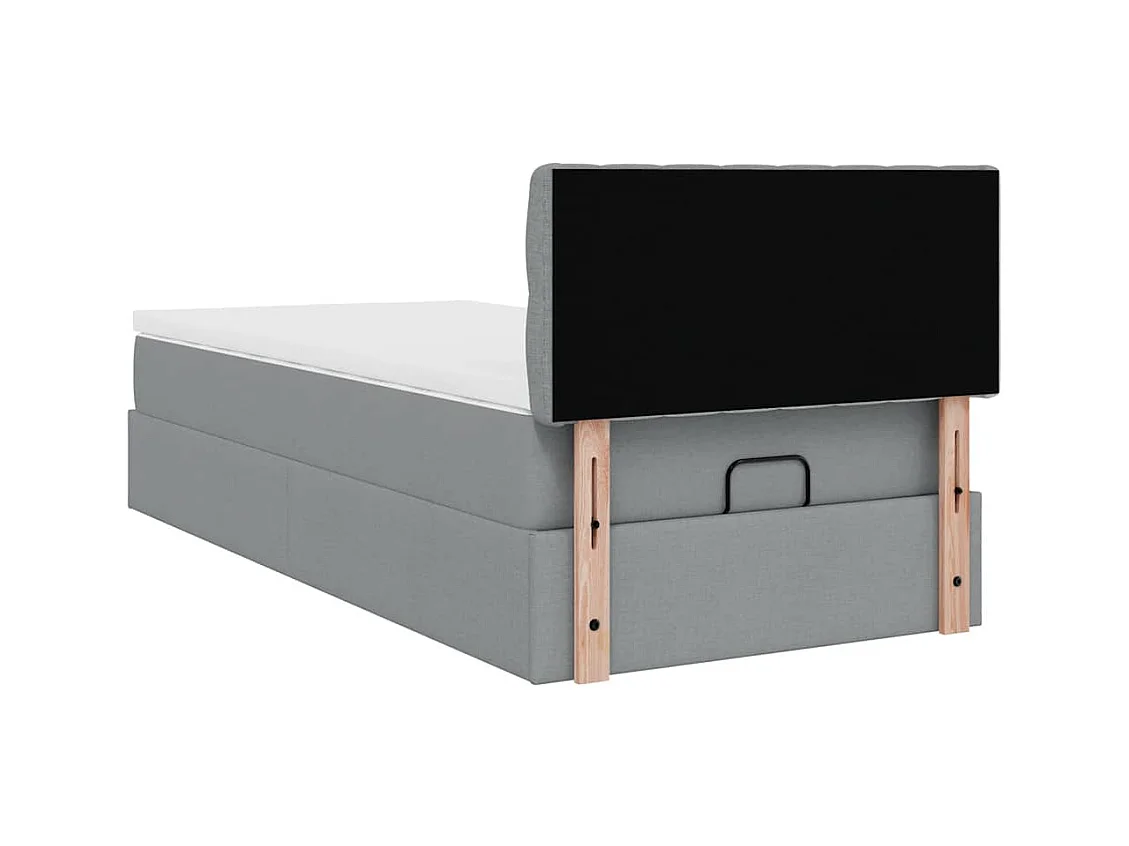 Lit ottoman avec matelas gris clair 100x200 cm tissu