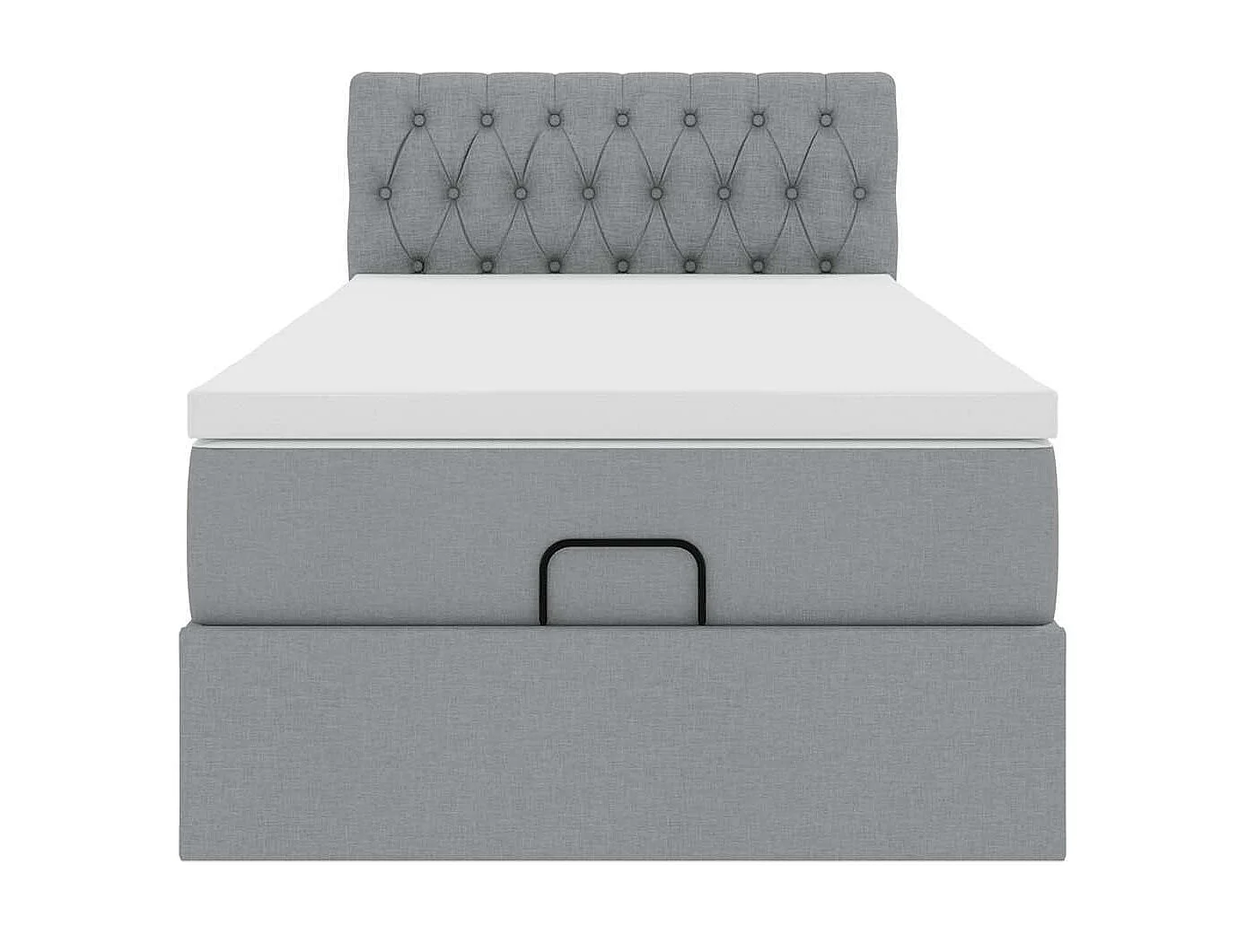 Lit ottoman avec matelas gris clair 100x200 cm tissu