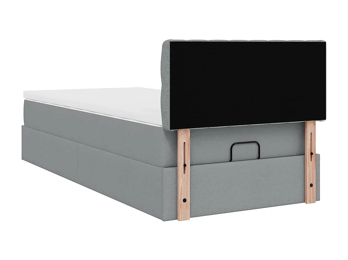 Lit ottoman avec matelas gris clair 100x200 cm tissu