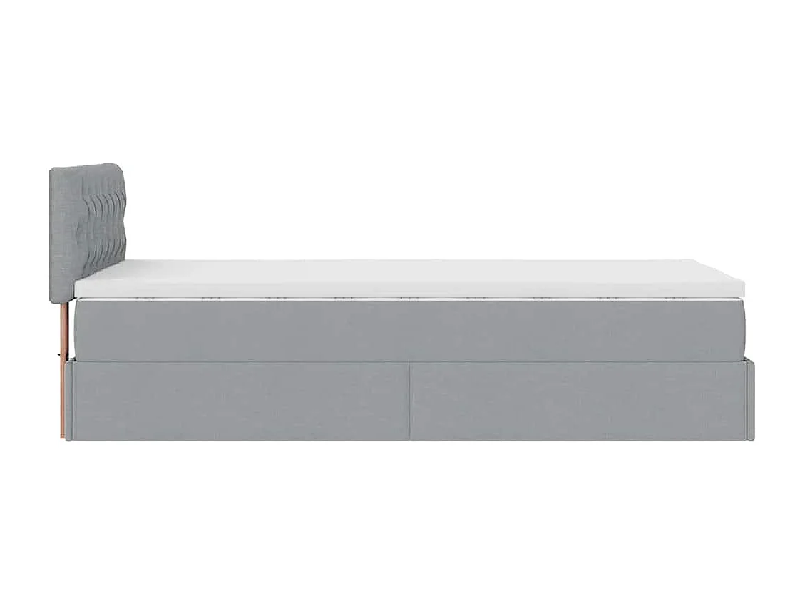 Lit ottoman avec matelas gris clair 100x200 cm tissu