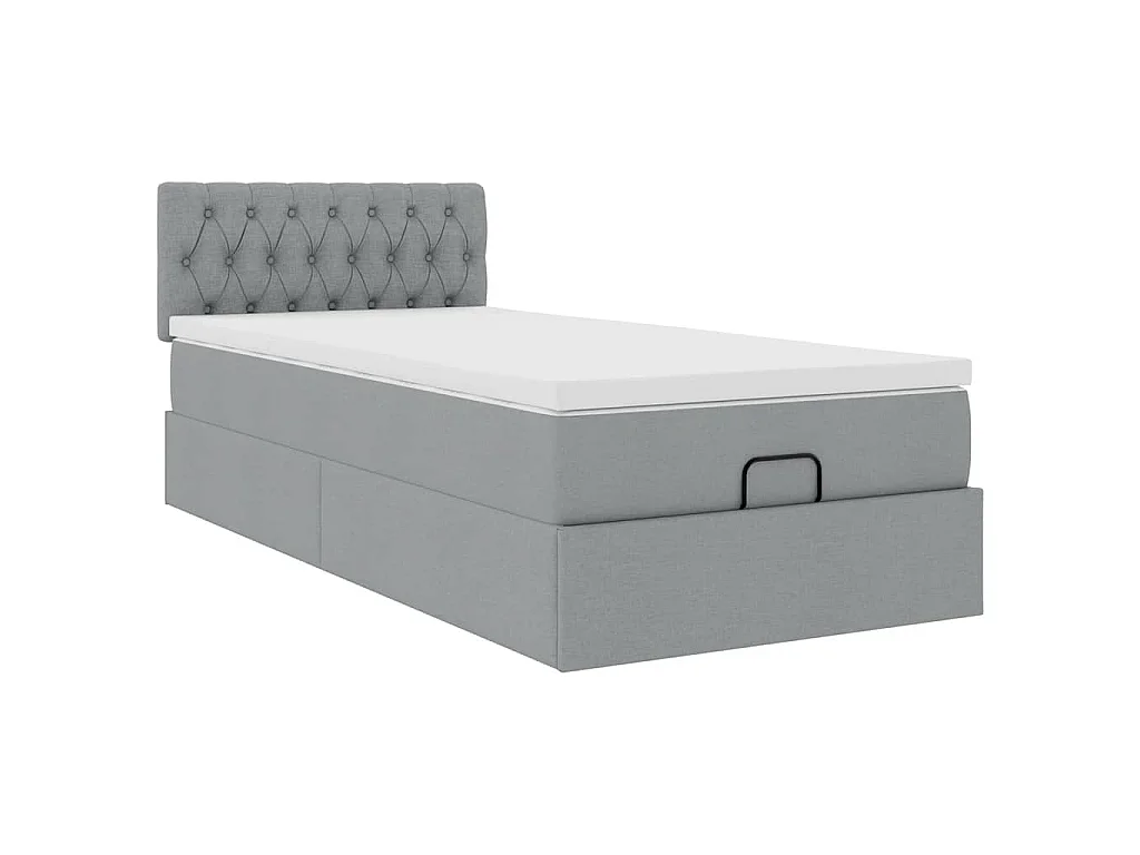 Bed met matras 100x200 cm stof lichtgrijs