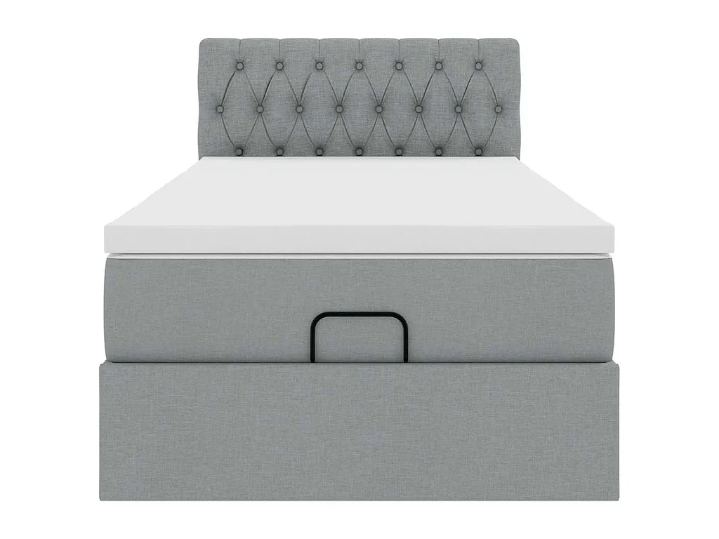 Bed met matras 100x200 cm stof lichtgrijs