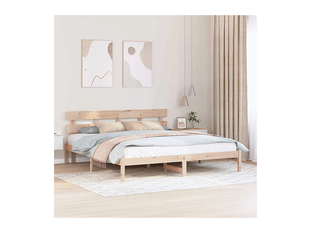 Bettgestell Braun 180 x 200 cm Massivholz Kiefer