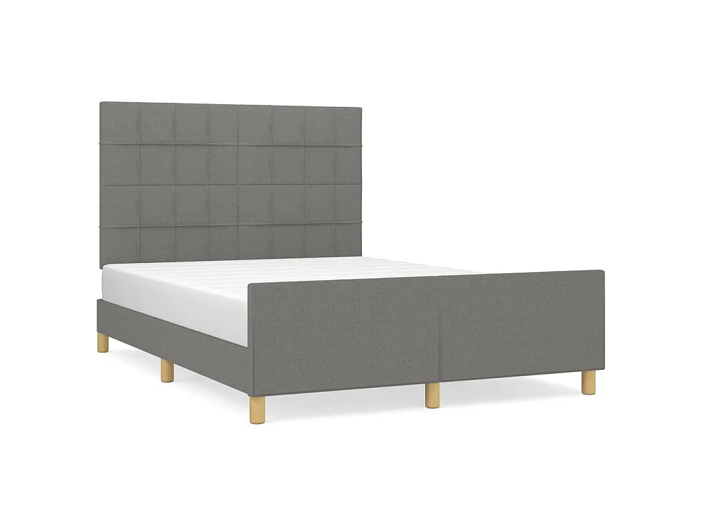 Cadre de lit sans matelas gris foncé 140x190 cm tissu
