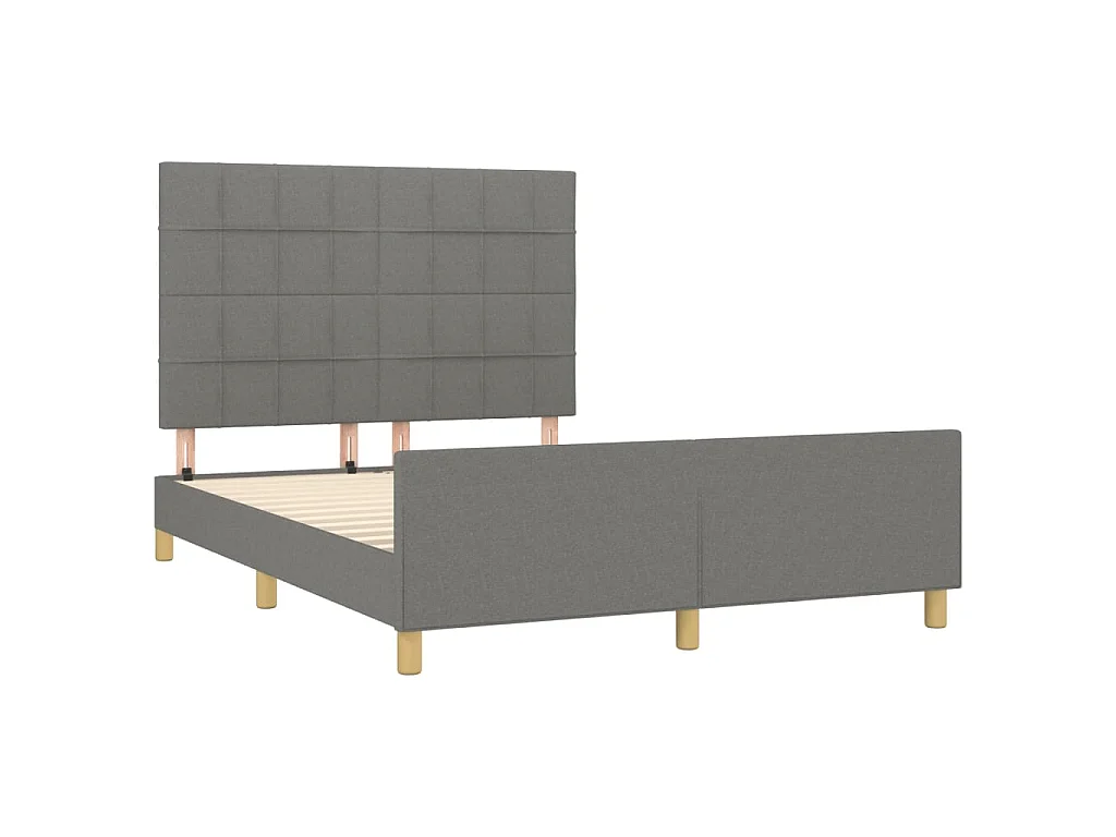 Cadre de lit sans matelas gris foncé 140x190 cm tissu