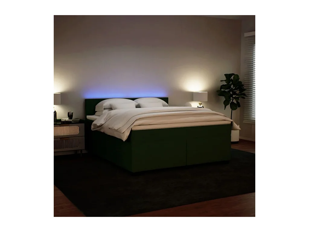 Boxspringbett mit Matratze Dunkelgrün 180x200 cm Samt