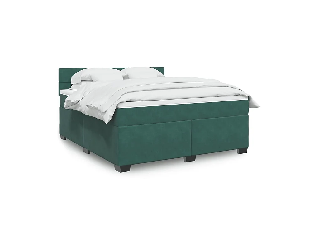 Sommier à lattes de lit et matelas Vert foncé 180x200cm Velours
