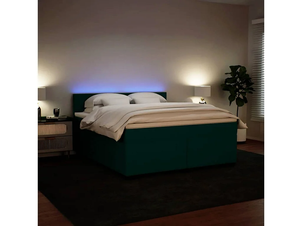 Sommier à lattes de lit et matelas Vert foncé 180x200cm Velours