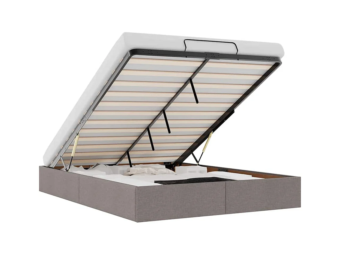 Cadre de lit ottoman sans matelas taupe 140x190 cm tissu