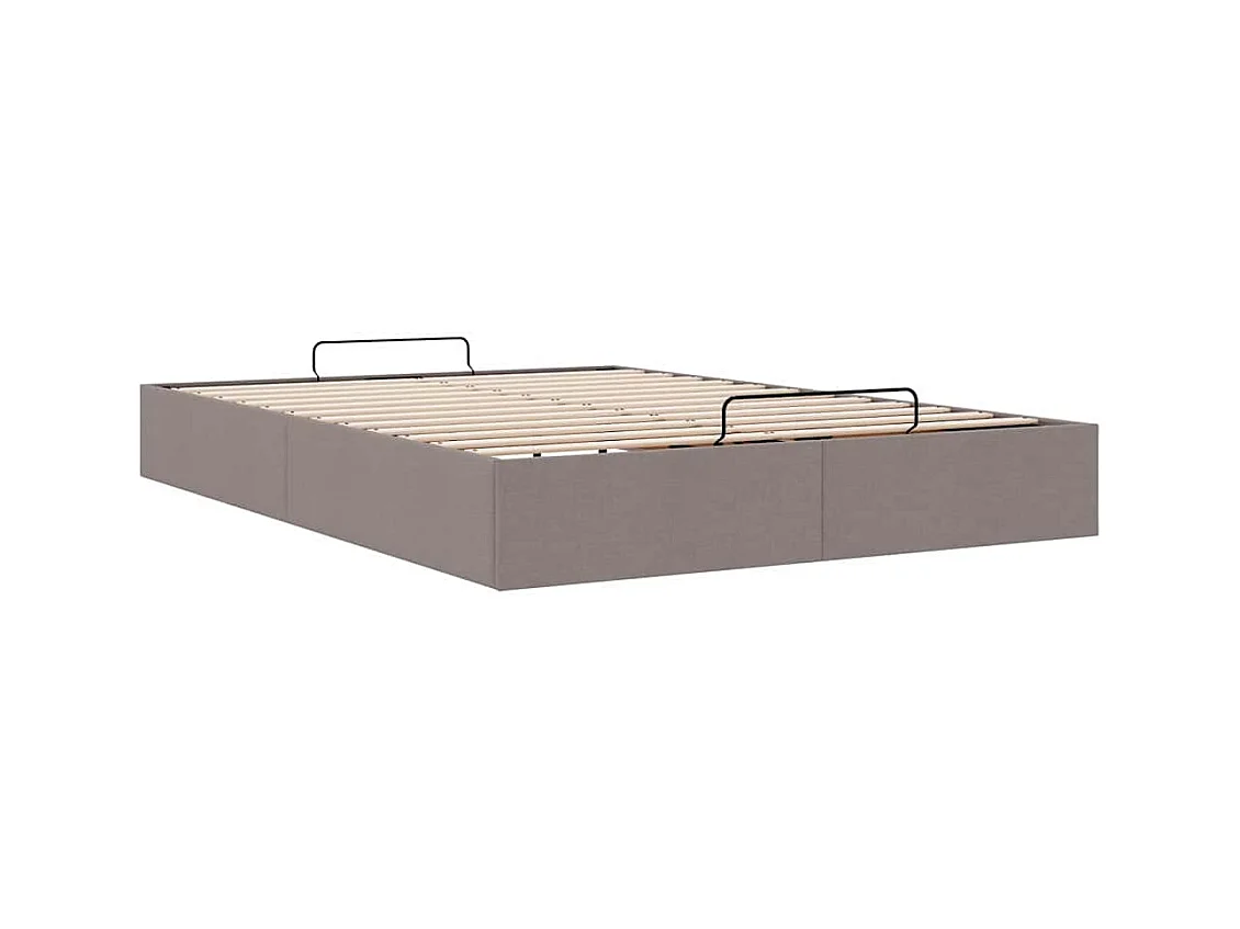 Cadre de lit ottoman sans matelas taupe 140x190 cm tissu
