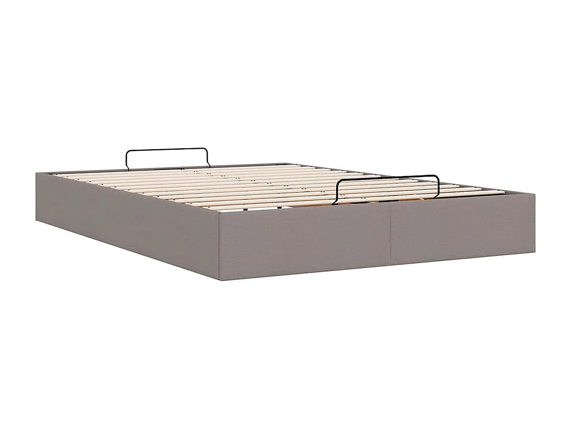 Cadre de lit ottoman sans matelas taupe 140x190 cm tissu