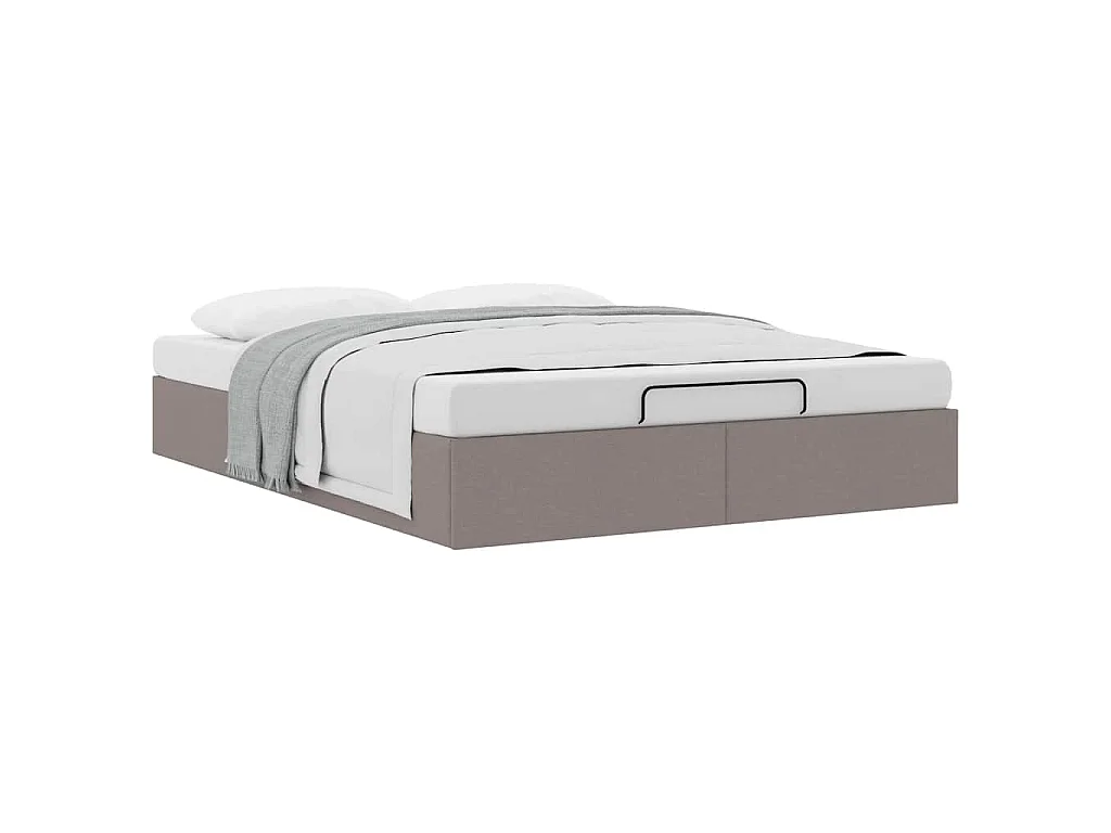 Struttura Letto Pouf senza Materasso Tortora 140x190 cm Tessuto