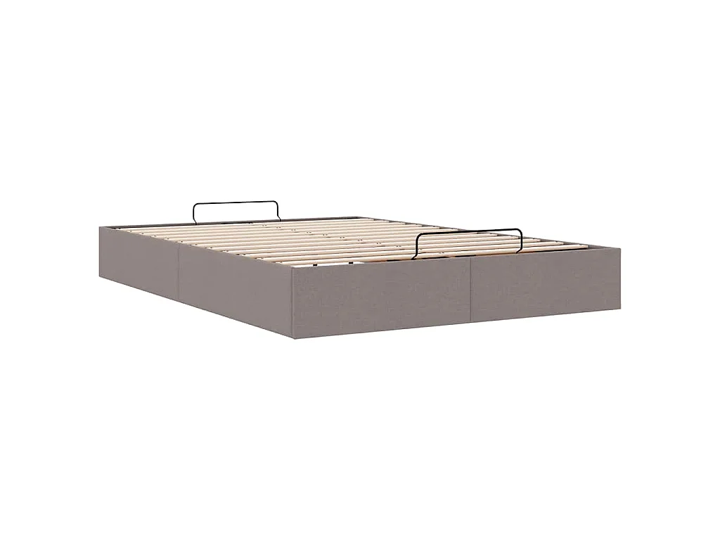 Cadre de lit ottoman sans matelas taupe 140x190 cm tissu