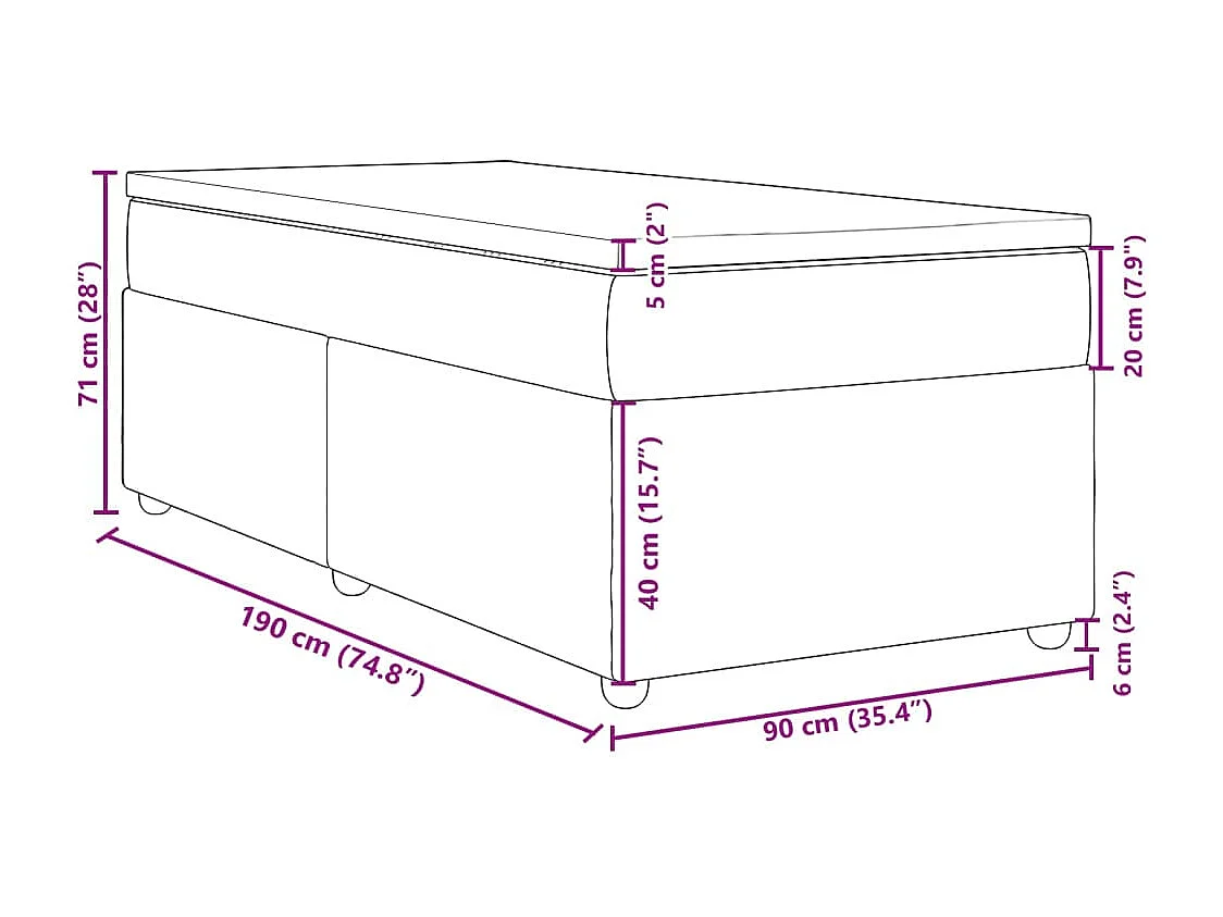 Boxspring met matras stof crèmekleurig 90x190 cm
