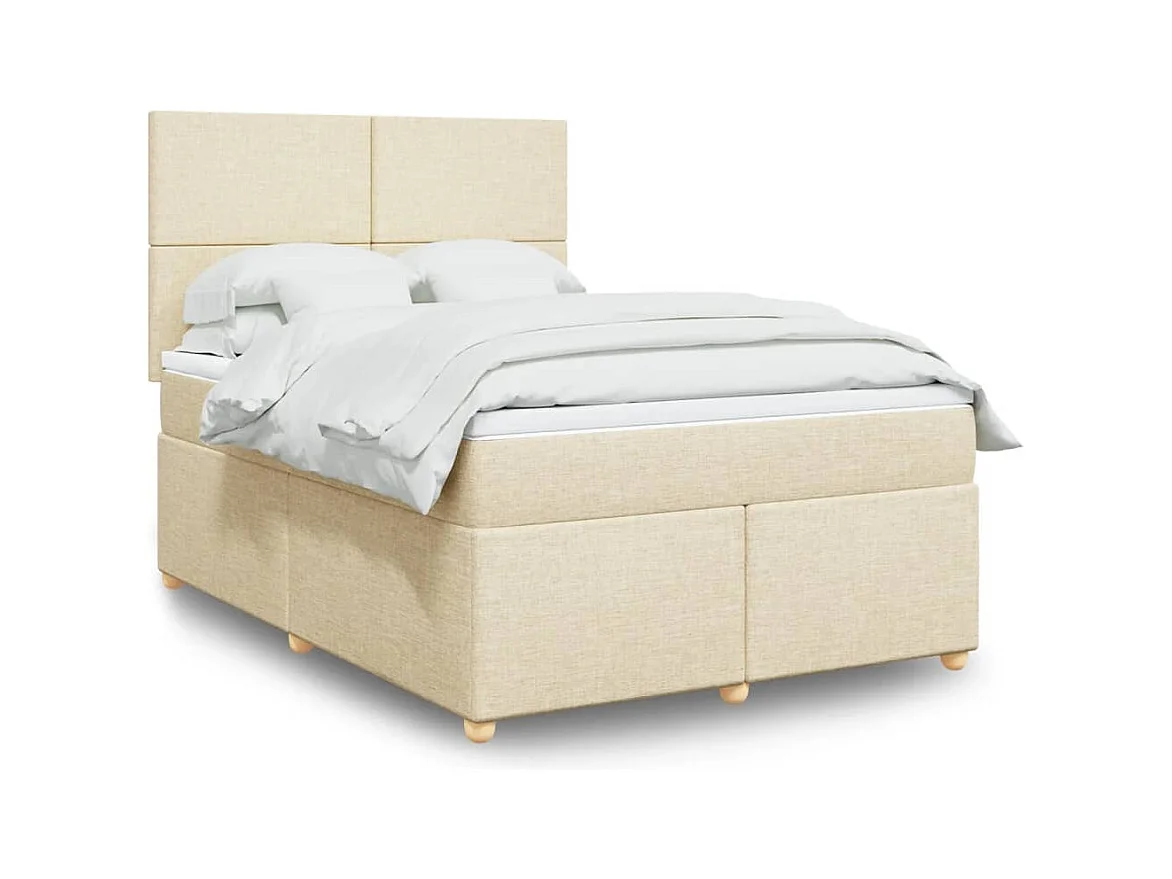 Sommier à lattes de lit avec matelas Crème 140x200 cm Tissu