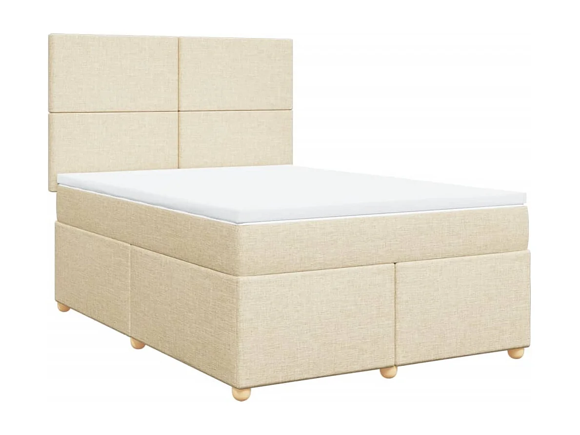 Cama com molas/colchão 140x200 cm tecido cor creme