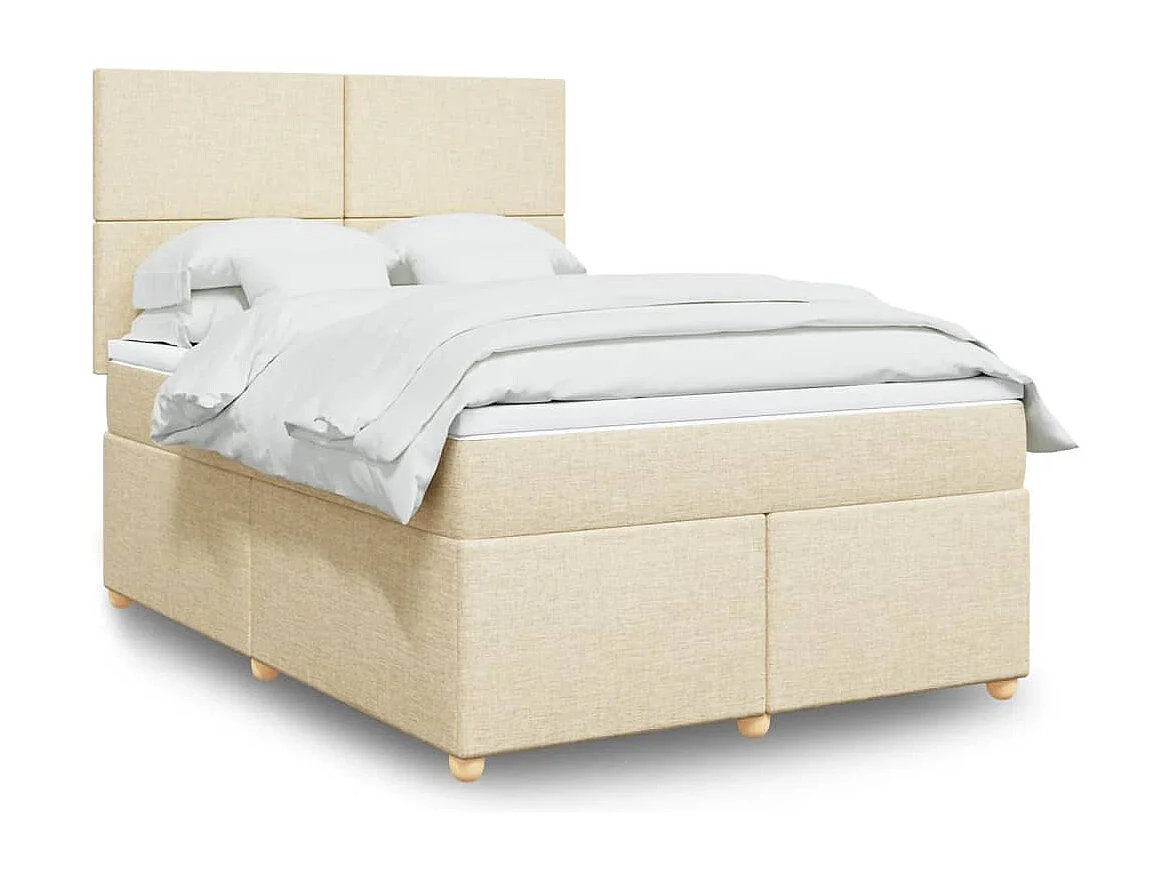 Cama com molas/colchão 140x200 cm tecido cor creme