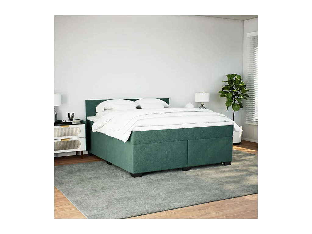Boxspringbett mit Matratze Dunkelgrün 180x200 cm Samt