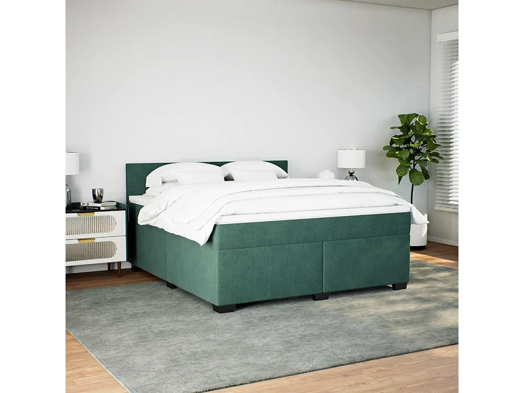Boxspring met matras fluweel donkergroen 180x200 cm