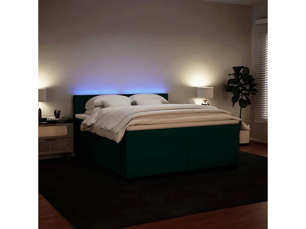 Boxspring met matras fluweel donkergroen 180x200 cm