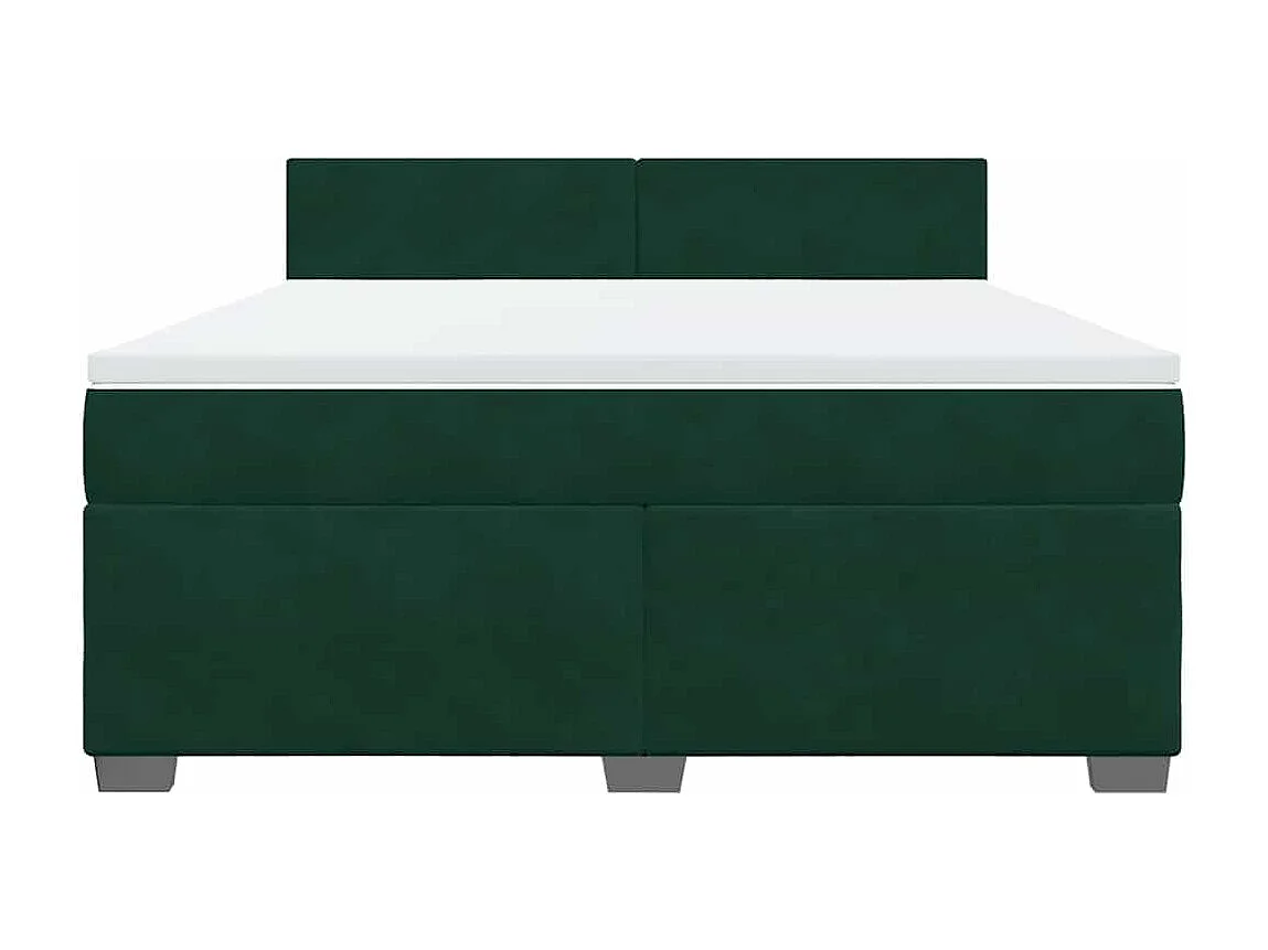 Boxspring met matras fluweel donkergroen 180x200 cm
