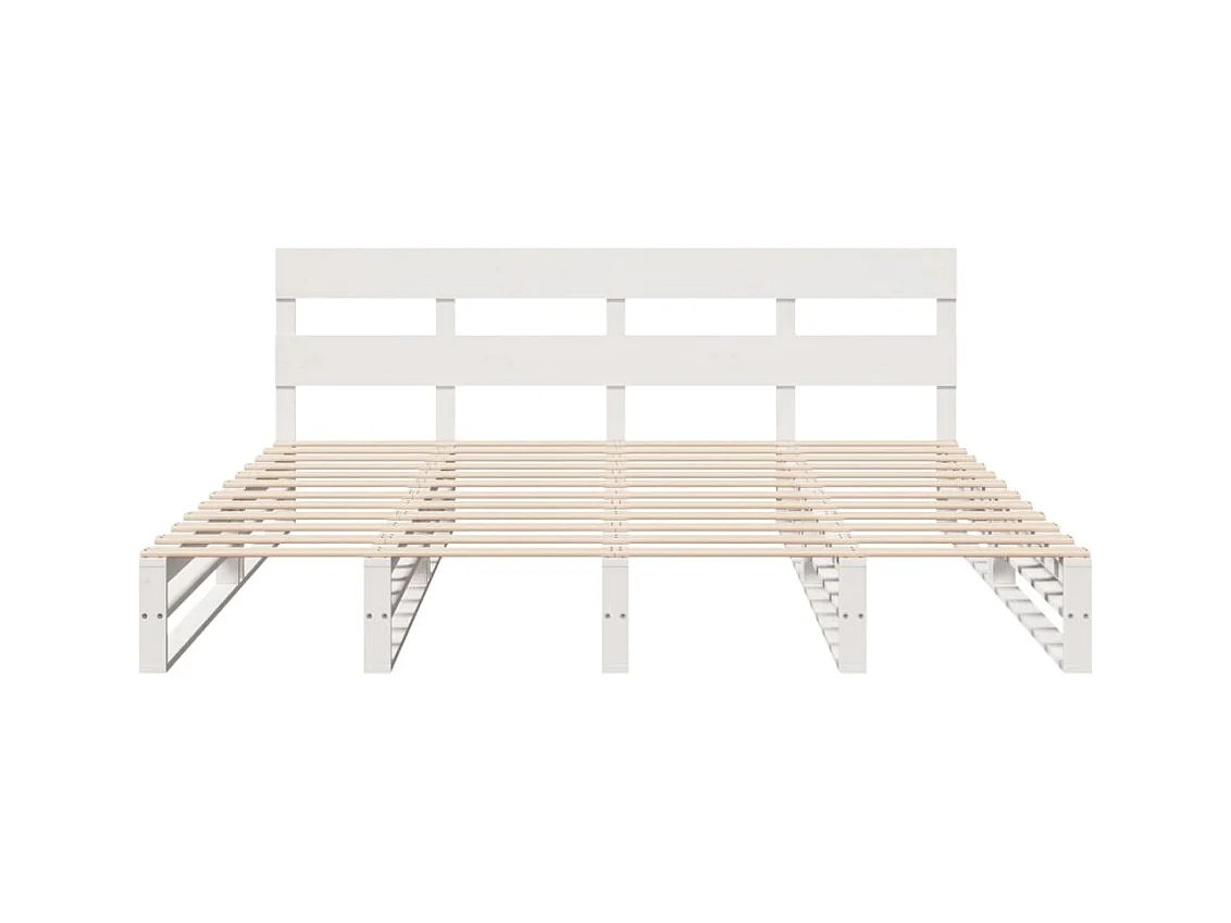 Cadre de lit sans matelas blanc 180x200 cm bois massif de pin
