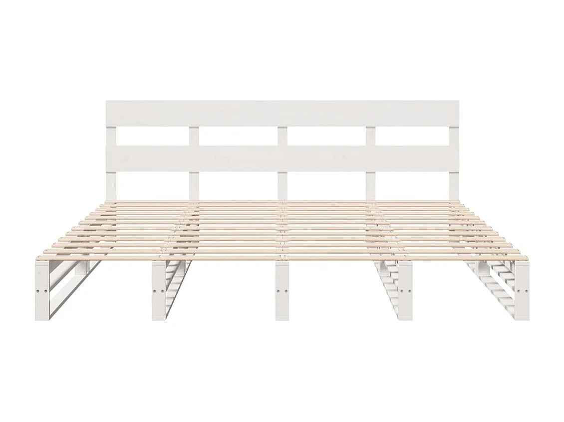 Cadre de lit sans matelas blanc 180x200 cm bois massif de pin