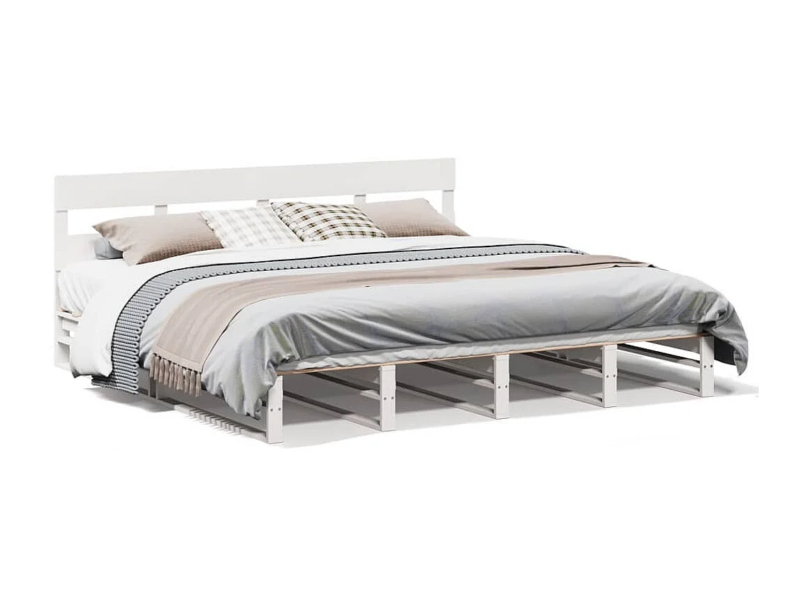 Letto senza Materasso Bianco 180x200 cm Legno Massello di Pino