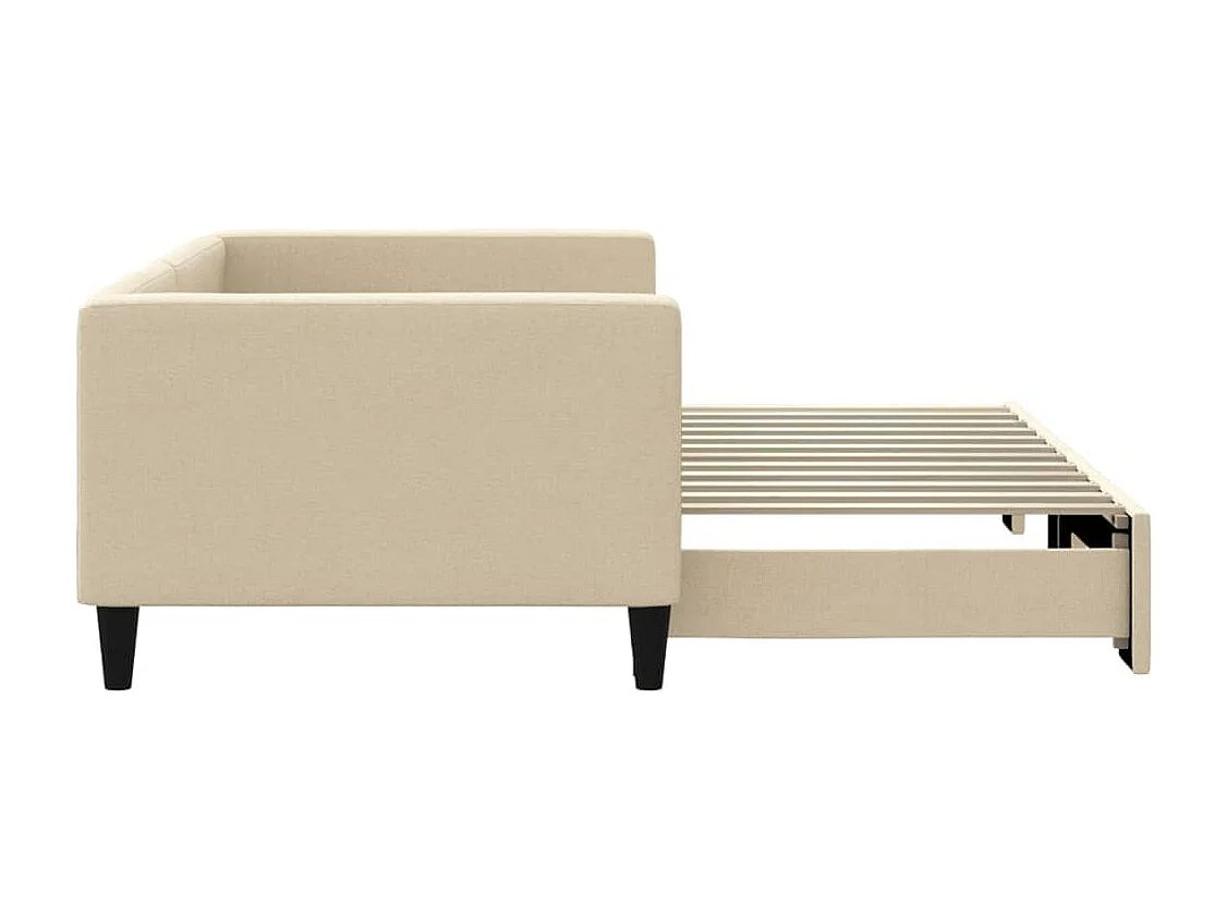 Tagesbett Ausziehbar Creme 90x200 cm Stoff