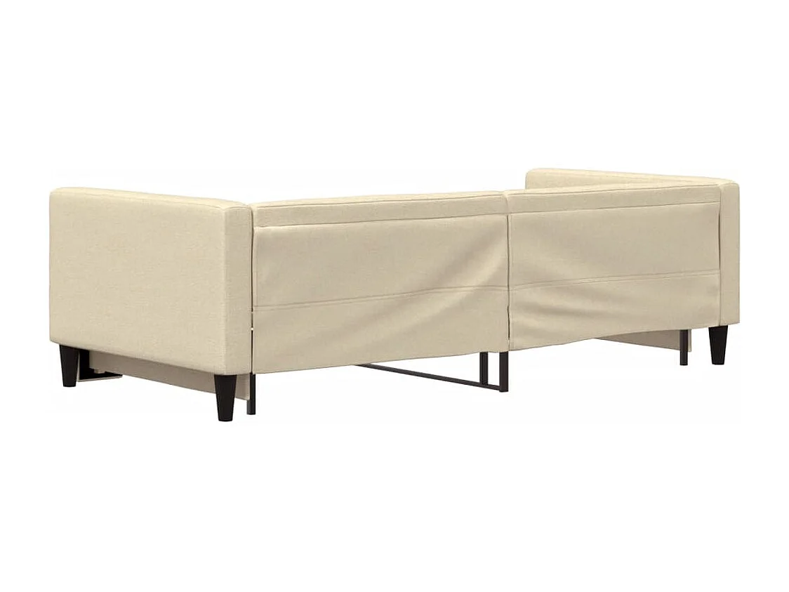 Tagesbett Ausziehbar Creme 90x200 cm Stoff