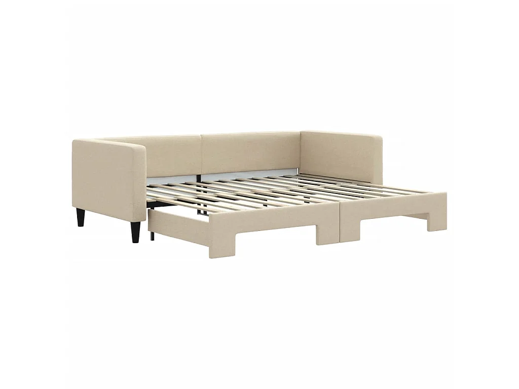Lit de jour avec gigogne sans matelas crème 90x200 cm