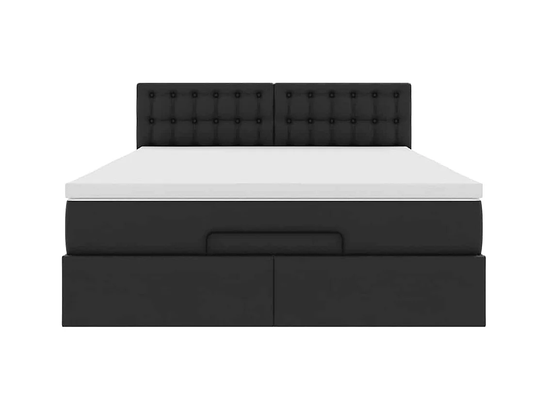 Cadre de lit ottoman avec matelas noir 140x200 cm similicuir