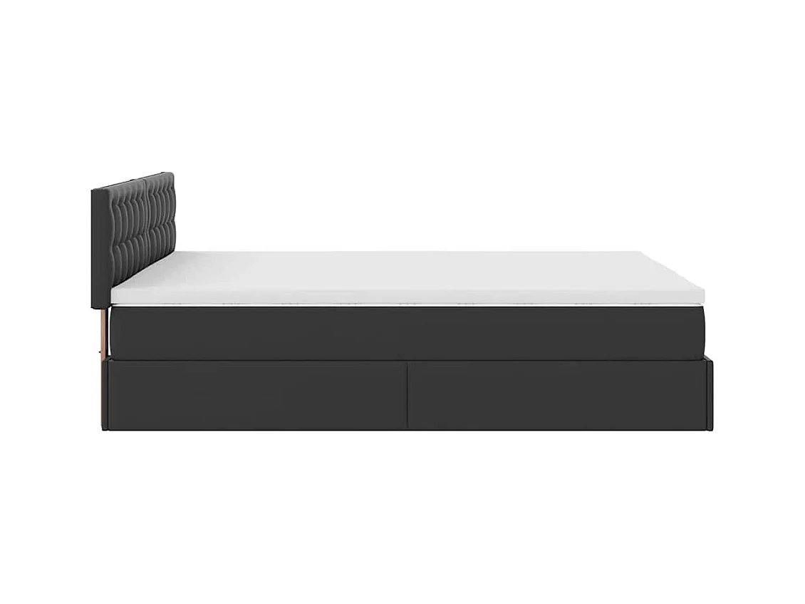 Cadre de lit ottoman avec matelas noir 140x200 cm similicuir