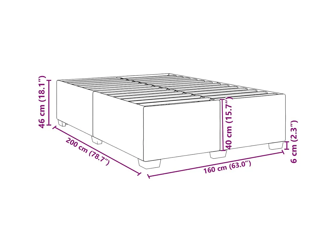 Cadre de lit sans matelas taupe 160x200 cm tissu