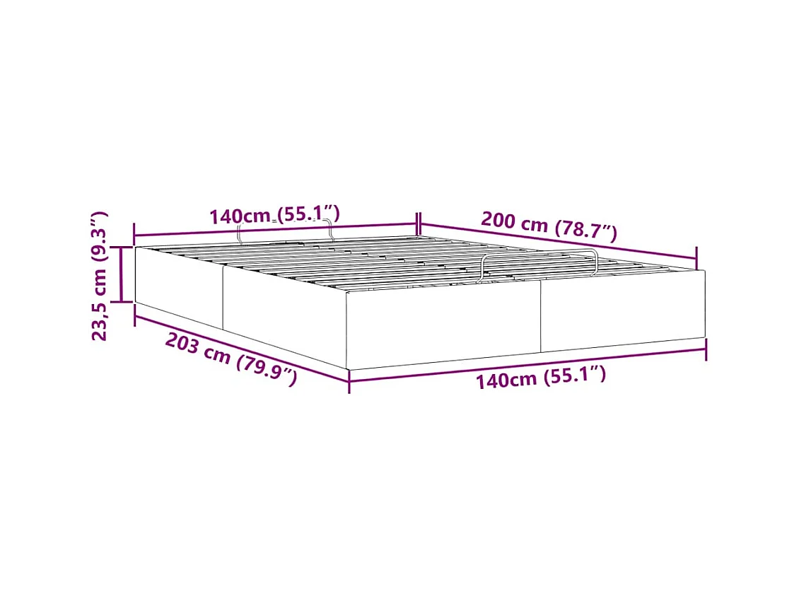 Cadre de lit ottoman sans matelas bleu foncé 140x200 cm velours