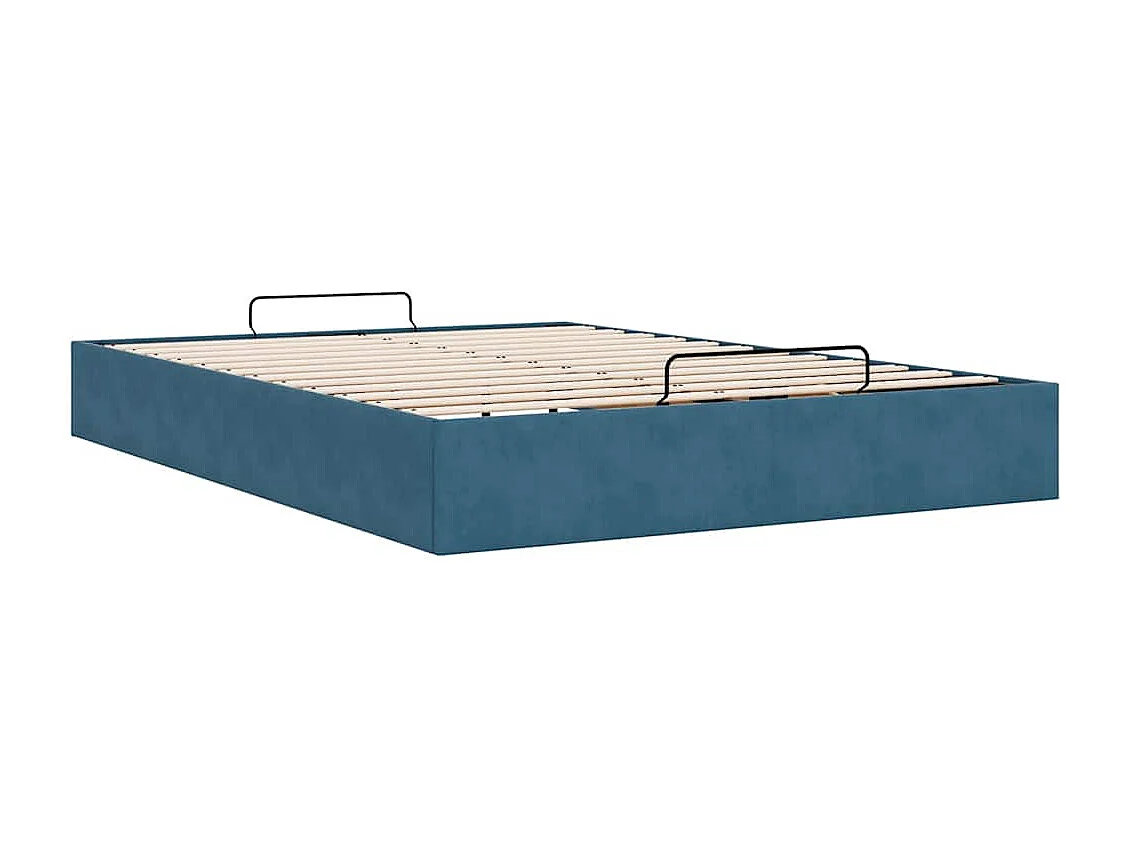 Cadre de lit ottoman sans matelas bleu foncé 140x200 cm velours